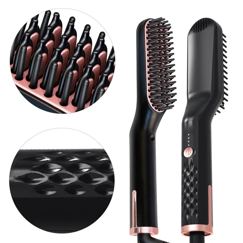 Electric Men's Hair Straightening Brush Heated Beard Straightener Smart Heating Comb Iron Ceramic Women's Hairbrush Styling Tool