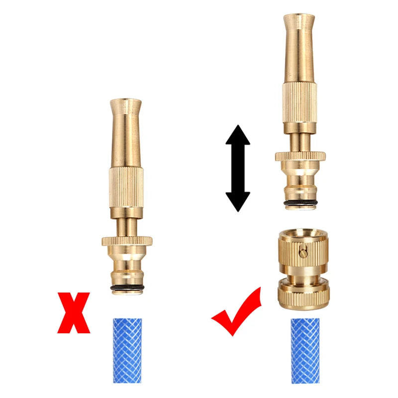 SCIMAKER Spray Nozzle Water Gun Brass High Pressure Direct Spray Sprinkler Quick Connector Home Garden Hose Adjustable Gun